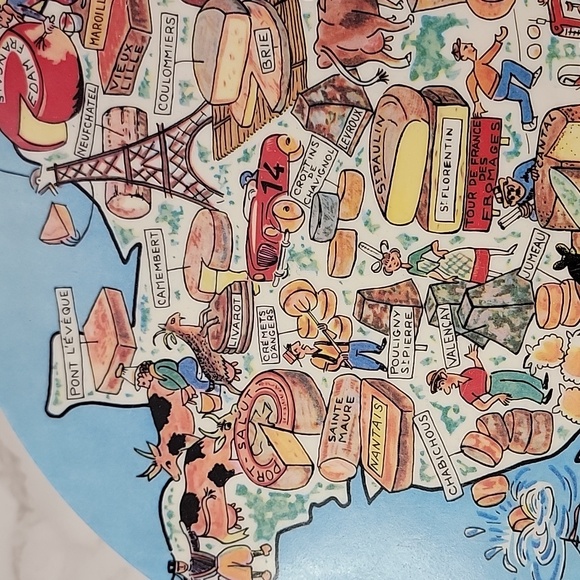 Vintage French Cheese & Gastronomic Map Tray – Annecy Ornamine by Alain Bourguig - Picture 5 of 9
